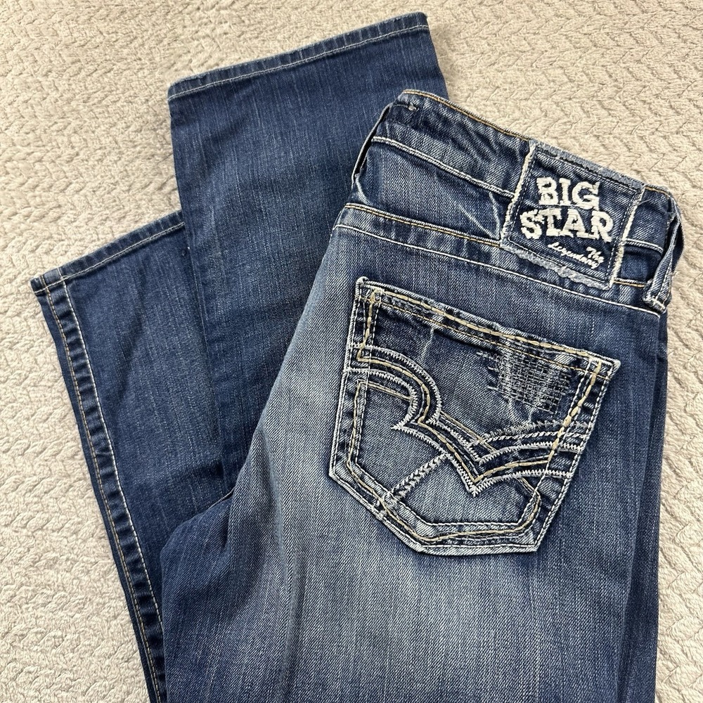 VTG Buckle Big Star Rikki Low‎ Rise Jeans Womens 30 (32x27) Distressed Western